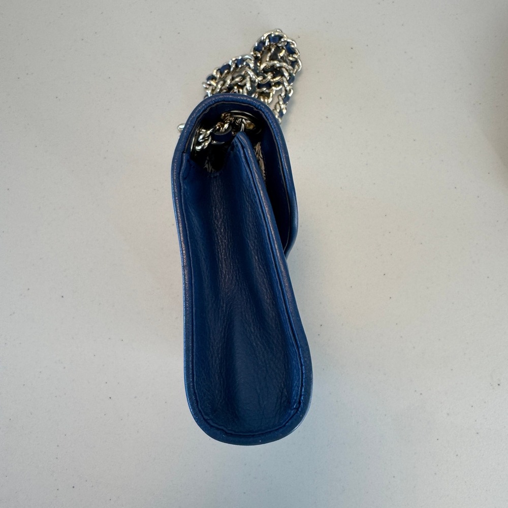 Rebecca Minkoff Blue Quilted Leather Shoulder Bag Chain Strap Magnetic Closure - Picture 12 of 16